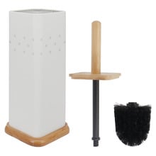 3 Piece Square Toilet Roll Holder, Brush & Bin Set